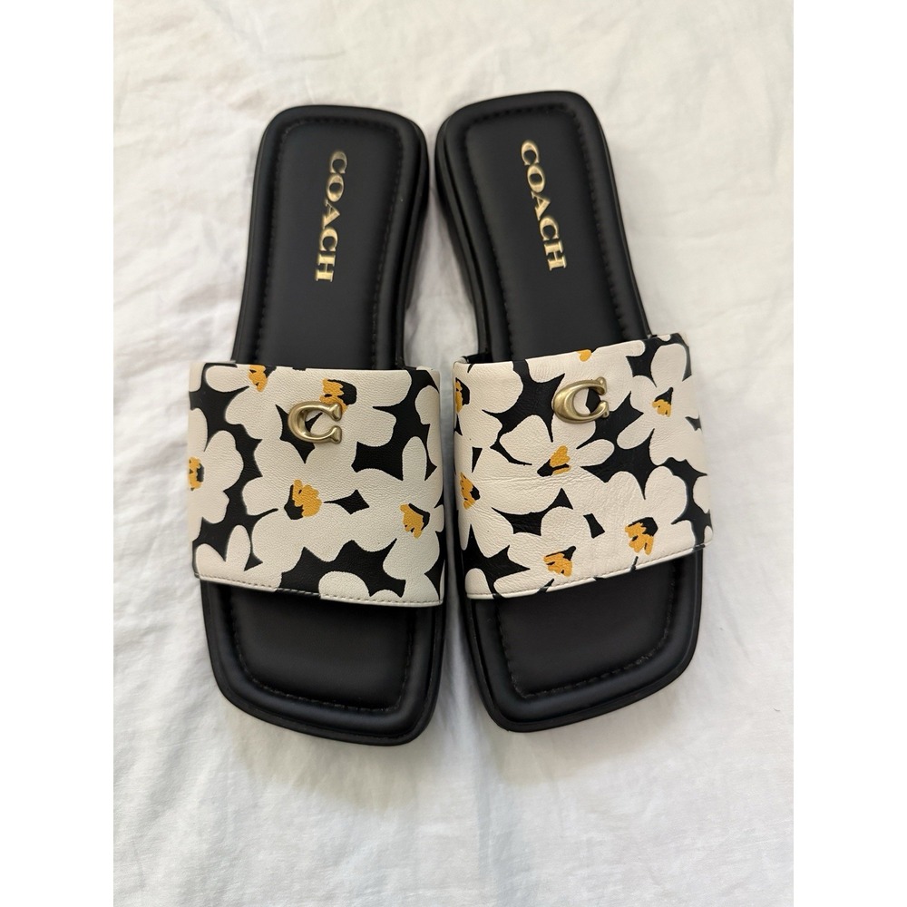 Coach Women's Florence Flat Sandal Floral Print Size 6.5 B US